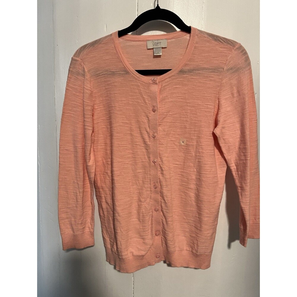 Loft Top Womens Small Peach Cardigan Knit Layering Lightweight Long Sleeves New
